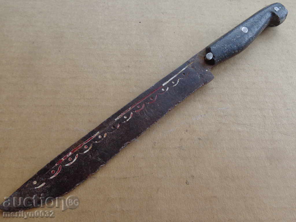 Old manual forged knife, blade with engraved dagger - 6 Old manual forged knife, blade with engraved dagger - 6