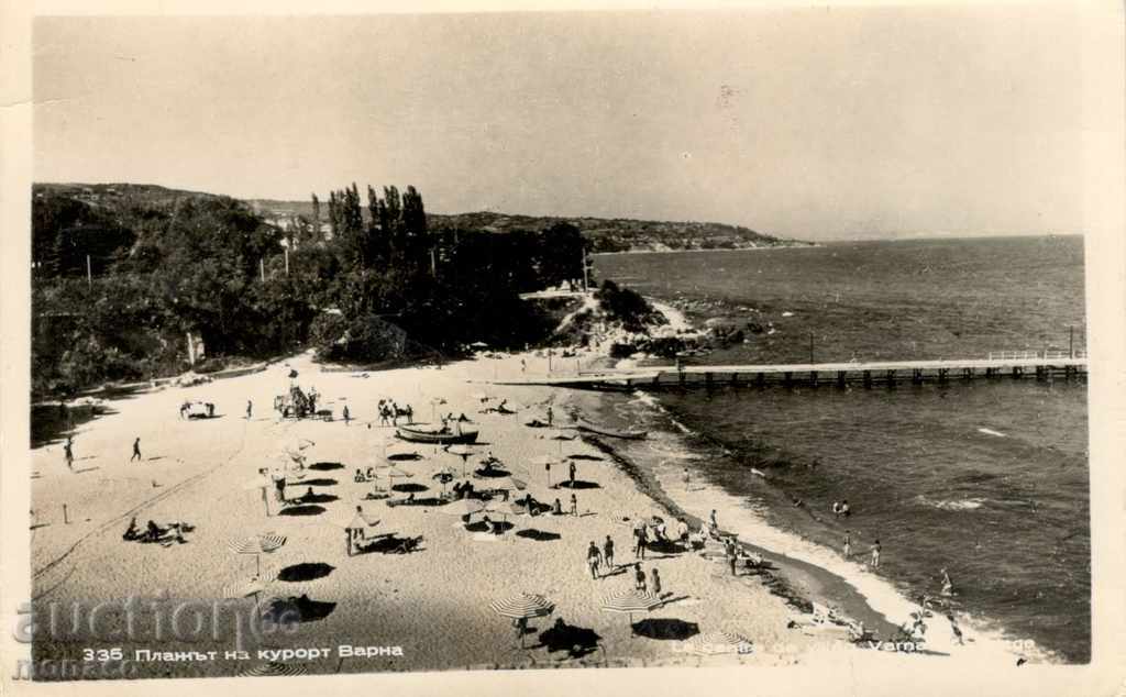 Old postcard - resort Varna, beach