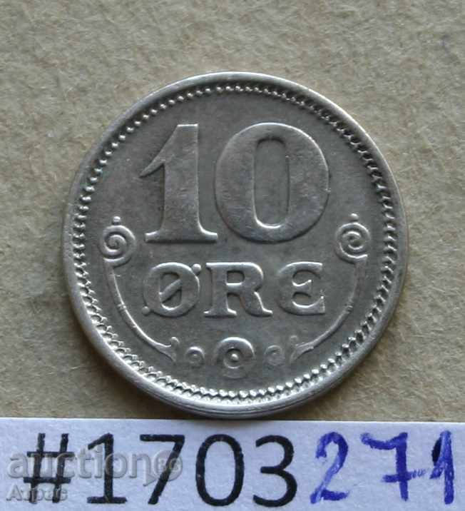 10 plug 1919 Danemarca -Excelent calitate de argint