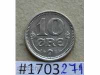 10 оре 1919  Дания -отлично качество сребро