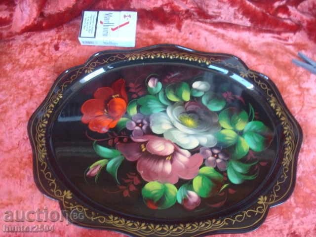 Hand-painted tray, large 380x315mm