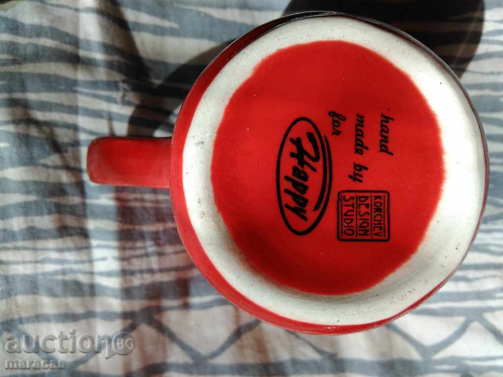 Happy Logo Embossed Porcelain Mugs