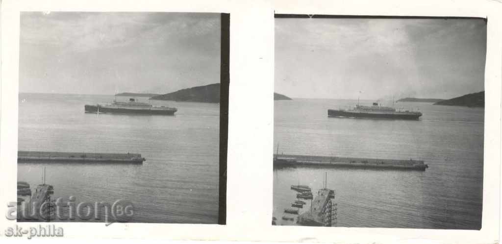 Old postcard - Yugoslav. ship in the Adriatic Sea