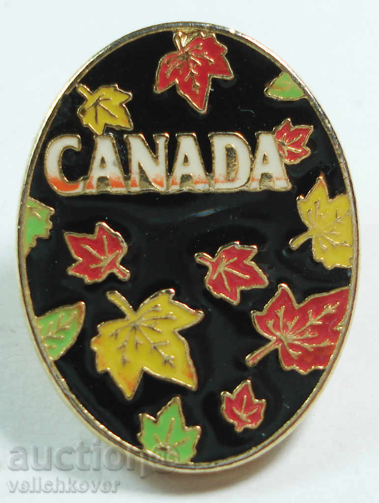 11725 Canada sign with Maple leaves enamel on pin