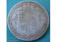 England Half Crown 1920 Rare Silver