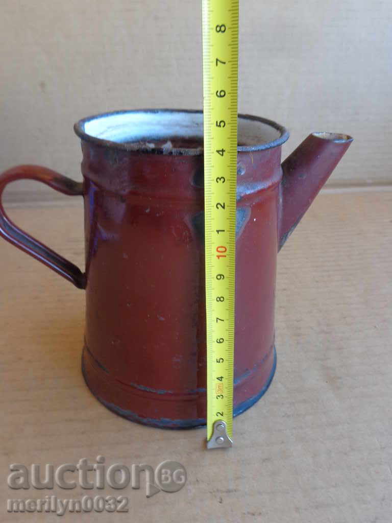 Enamelled teapot kettle, pot with enamel jug
