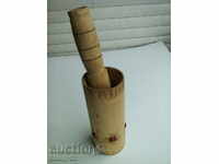 A wooden mortar