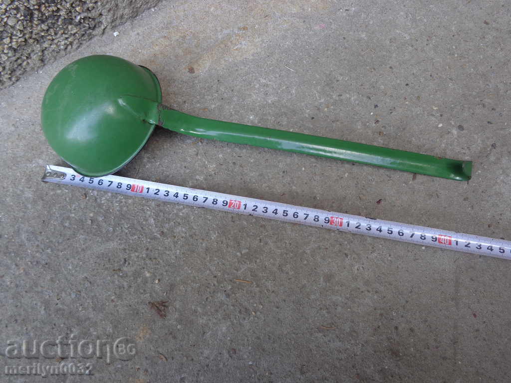 Auction Old enameled ladle, spoon with enamel, wounded sod, Bulgaria Auction Old enameled ladle, spoon with enamel, wounded sod, Bulgaria