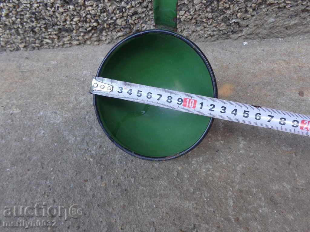 Delivery of Old enameled ladle, spoon with enamel, wounded sod, Bulgaria Delivery of Old enameled ladle, spoon with enamel, wounded sod, Bulgaria