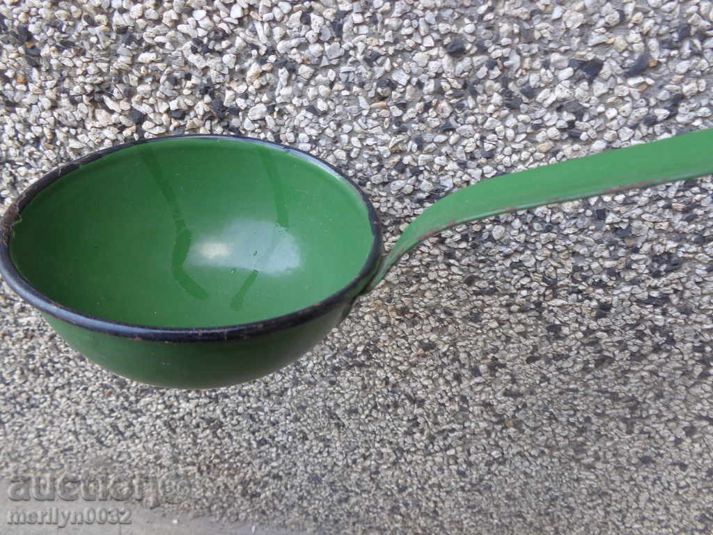 Old enameled ladle, spoon with enamel, wounded sod, Bulgaria - 5 Old enameled ladle, spoon with enamel, wounded sod, Bulgaria - 5