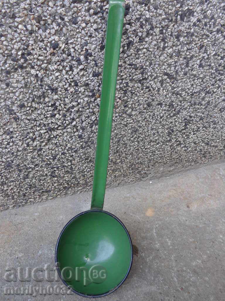 Old enameled ladle, spoon with enamel, wounded sod, Bulgaria - 6 Old enameled ladle, spoon with enamel, wounded sod, Bulgaria - 6