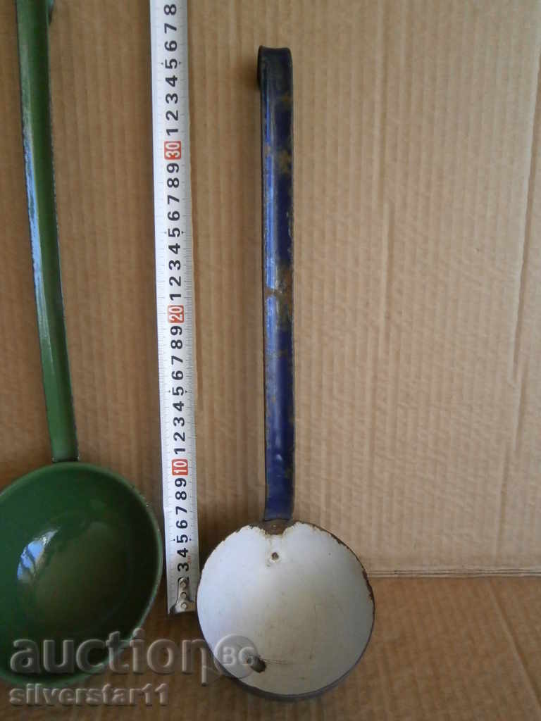 Auction An old enamelled ladle lot Auction An old enamelled ladle lot
