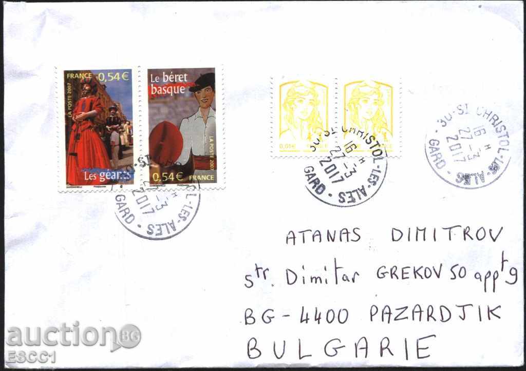 Пътувал плик с марки Изкуство Гигантите Баретата от Франция