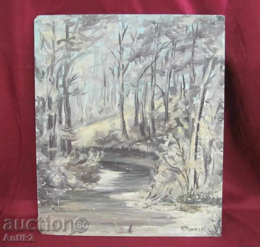 Old original painting, oil, signed - 6