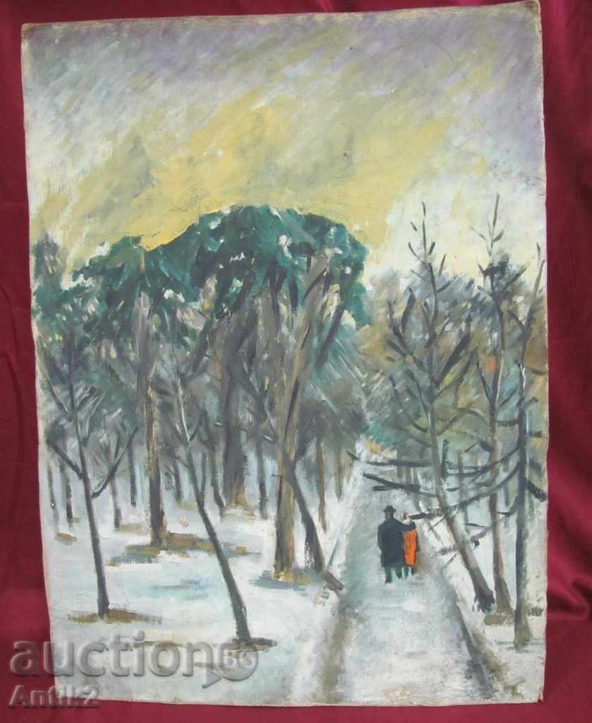 Original very old oil painting, landscape - 5