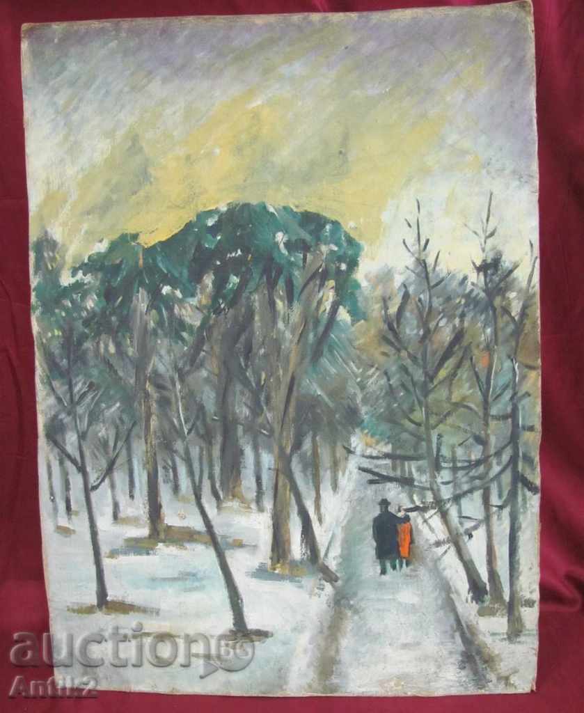 Original very old oil painting, landscape