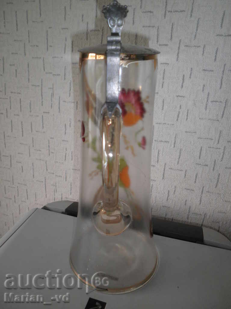 Δημοπρασία Antique ποτήρι ζωγραφισμένα στο χέρι κανάτα Δημοπρασία Antique ποτήρι ζωγραφισμένα στο χέρι κανάτα