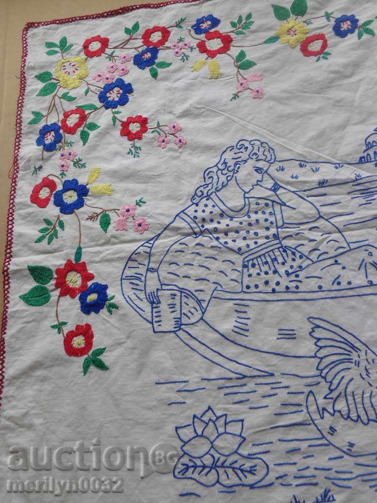 Auction Old embroidered tablecloth mile Bulgarian embroidery carpet Auction Old embroidered tablecloth mile Bulgarian embroidery carpet
