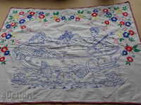 Old embroidered tablecloth mile Bulgarian embroidery carpet
