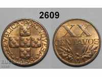 Portugalia 20 tsentavos 1958 UNC mare moneda