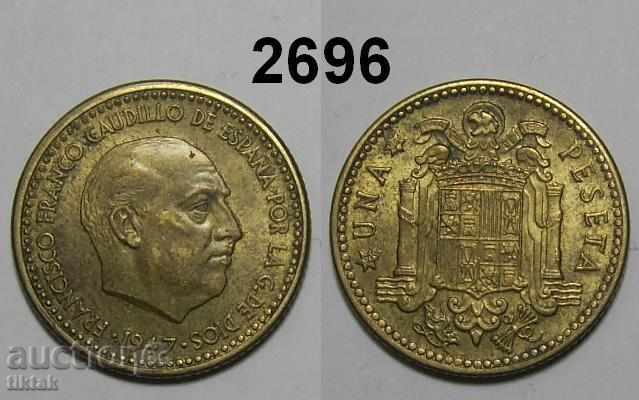 Spain 1 pocket 1947/54 XF + rare coin