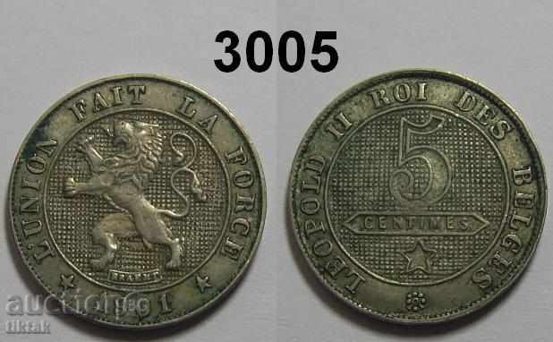 Белгия 5 сантима 1901 рядка монета