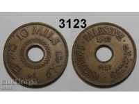 Palestina 10 Mills 1942 Marele AUNC moneda