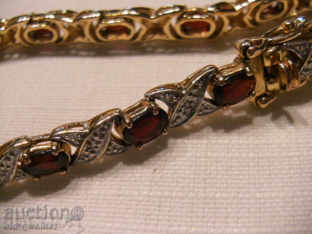 ATTRACTIVE silver BRACELET, est. Garnet, Diamond, gold plating - 5 ATTRACTIVE silver BRACELET, est. Garnet, Diamond, gold plating - 5