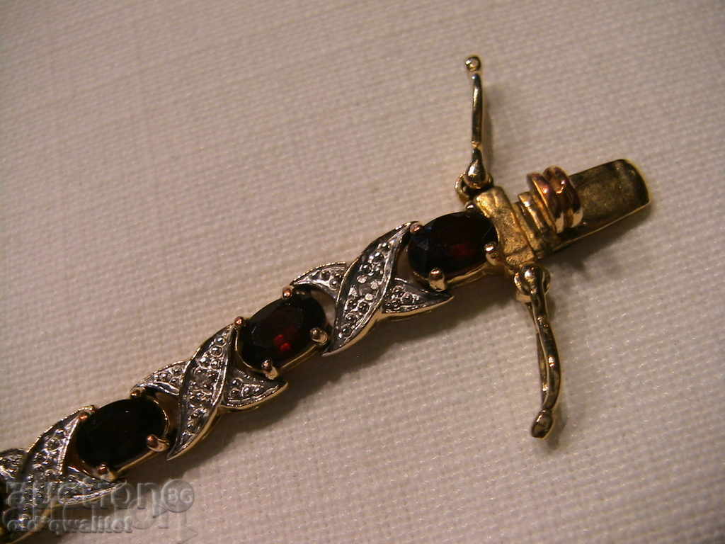 ATTRACTIVE silver BRACELET, est. Garnet, Diamond, gold plating - 7 ATTRACTIVE silver BRACELET, est. Garnet, Diamond, gold plating - 7