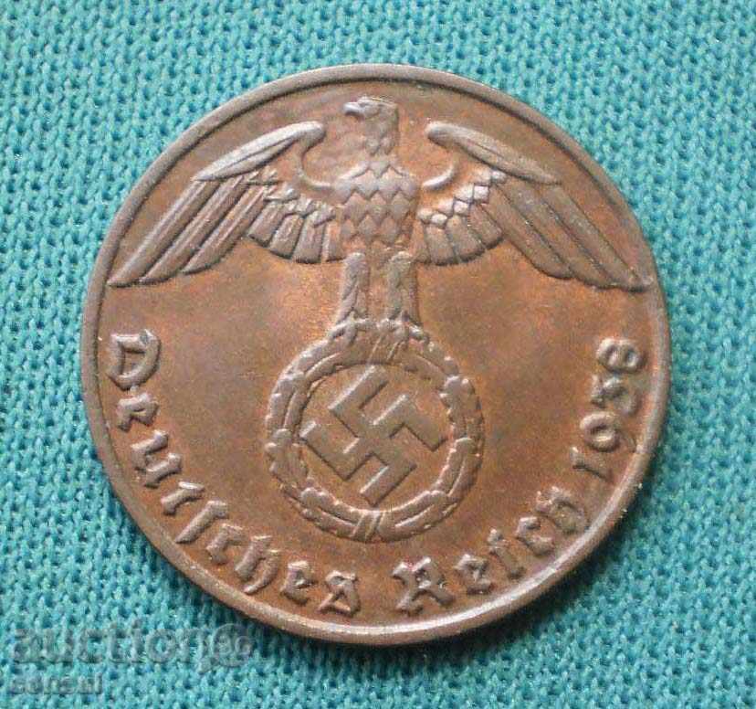 Германия  III Райх  1  Пфениг  1938 E   Рядка Монета