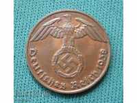 Germania III Reich 1 Pfennig 1938 E Monedă rară