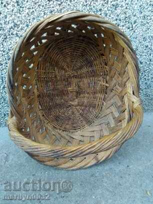 Old wicker basket, wooden basket, panner - 5