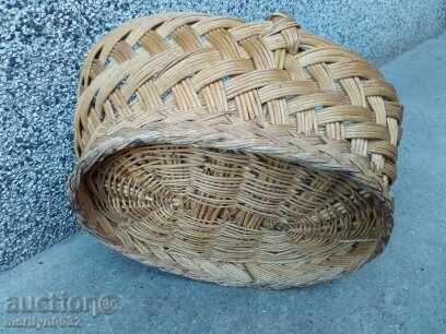 Old wicker basket, wooden basket, panner - 6