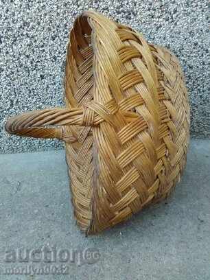 Old wicker basket, wooden basket, panner - 7