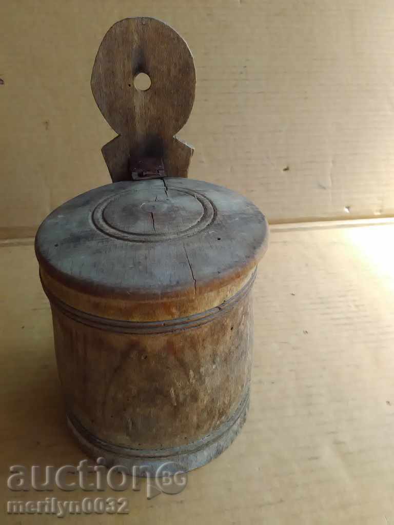 Very old spoon, salt, wood, mortar