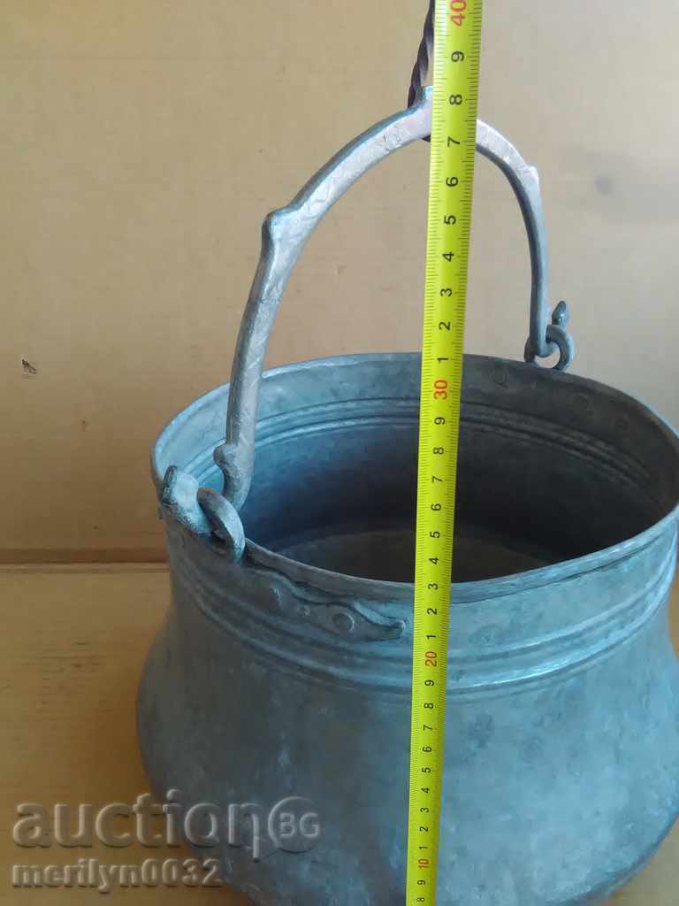 Tinned Burner Boiler Baker Copper Pot with a Dating Inscription - 6 Tinned Burner Boiler Baker Copper Pot with a Dating Inscription - 6