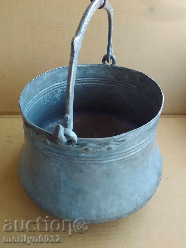 Tinned Burner Boiler Baker Copper Pot with a Dating Inscription