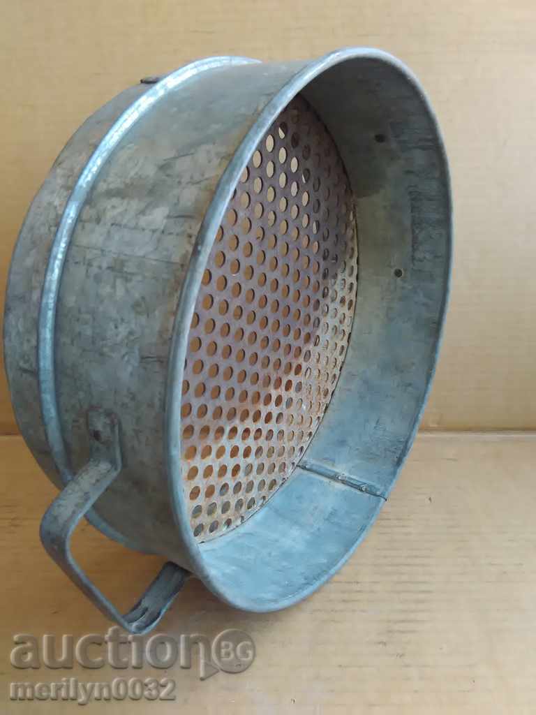Auction  Old sieve galvanized vessel