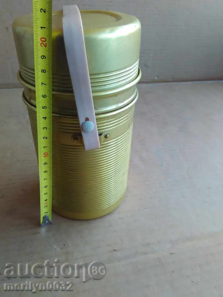 Old thermos, ketch, bottle, bottle, bottle of salt with price 35.00 BGN | € 17.90