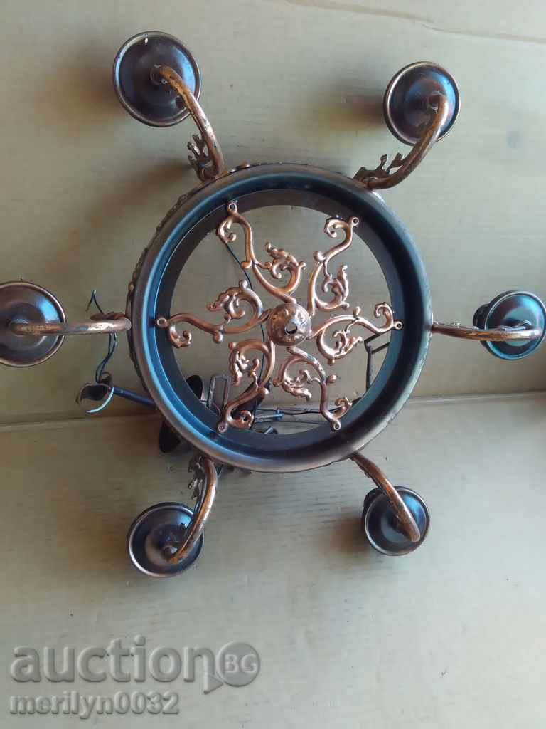 Old wrought iron chandelier, lamp, lantern, floor lamp, lampshade, 6 pieces with price 149.00 BGN | € 76.18
