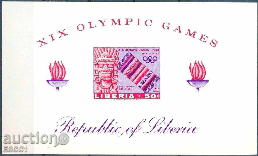 Pure Block Sports Olympic Games Mexico 1968 from Liberia