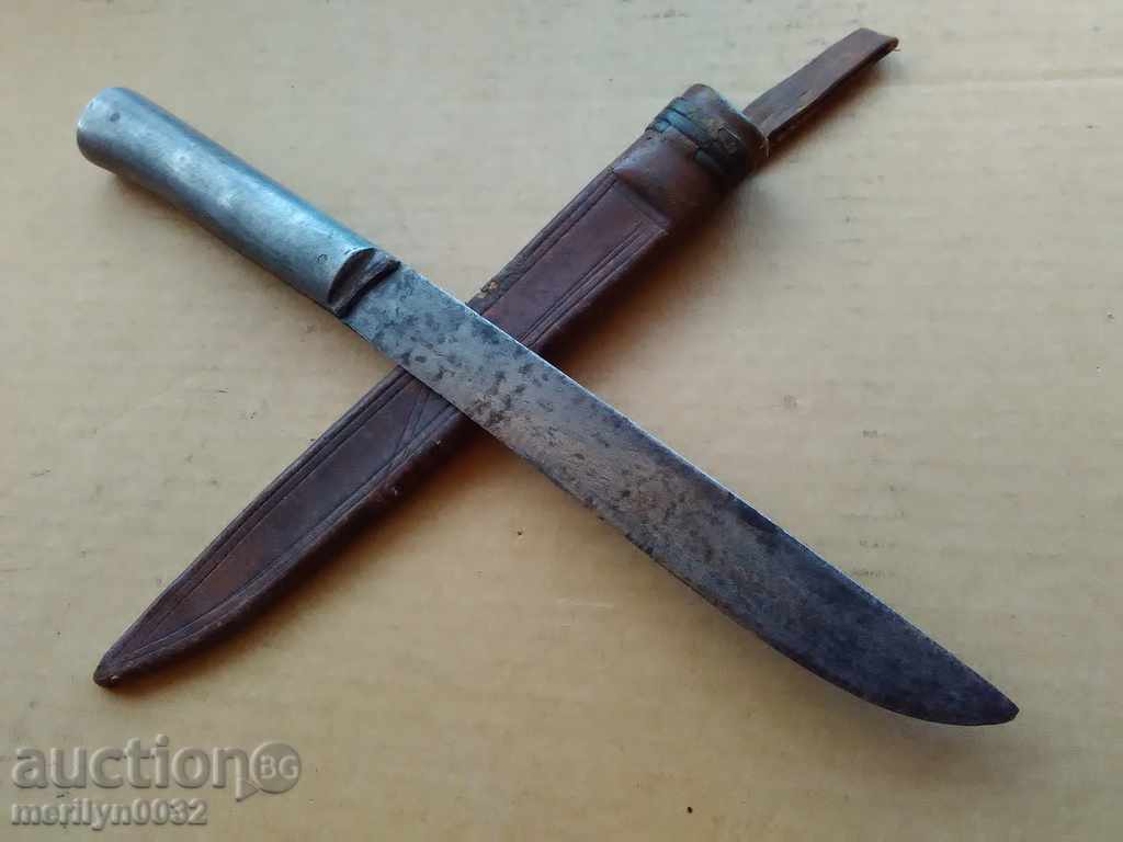 Old hand-forged butcher hunting knife with sheath dagger fist with price 78.00 BGN | € 39.88