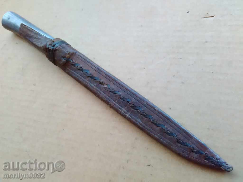 Delivery of Old hand-forged butcher hunting knife with sheath dagger fist