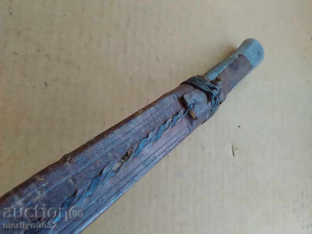 Old hand-forged butcher hunting knife with sheath dagger fist - 7