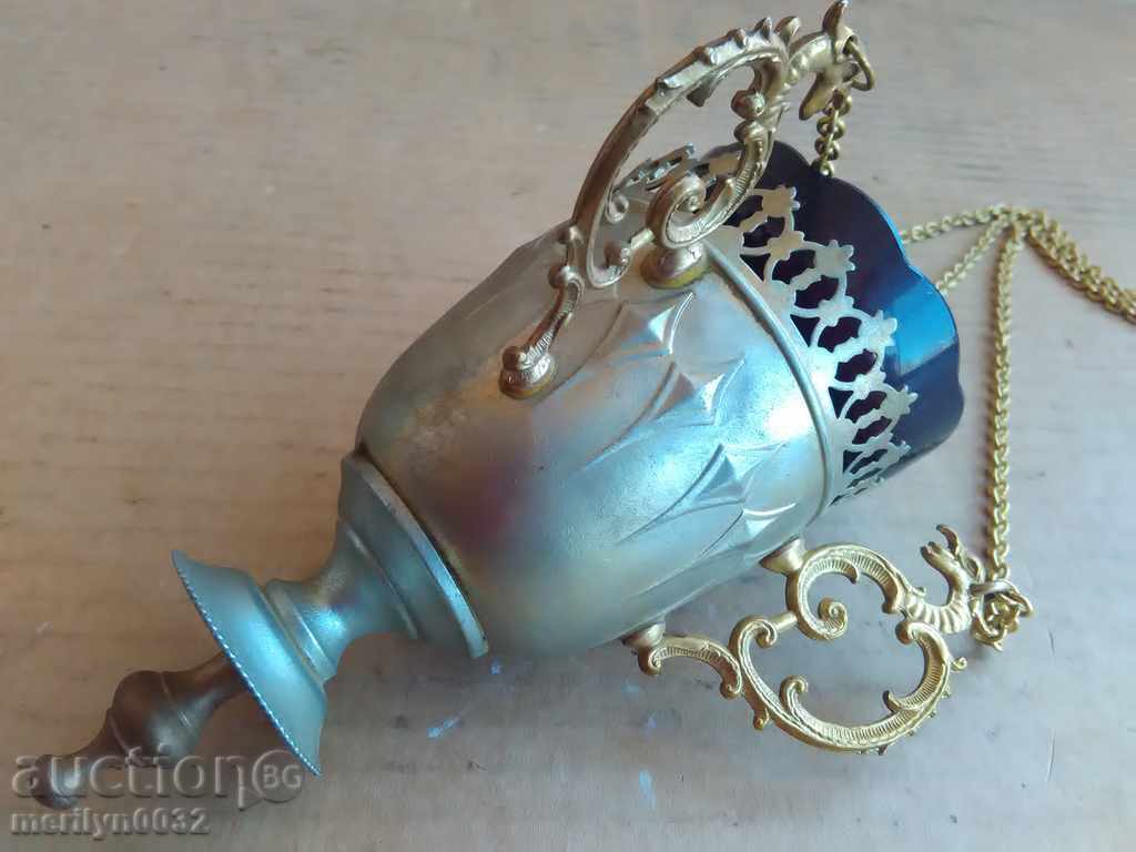 An old home-made bronze candela with a glass cup with price 89.00 BGN | € 45.50 An old home-made bronze candela with a glass cup with price 89.00 BGN | € 45.50
