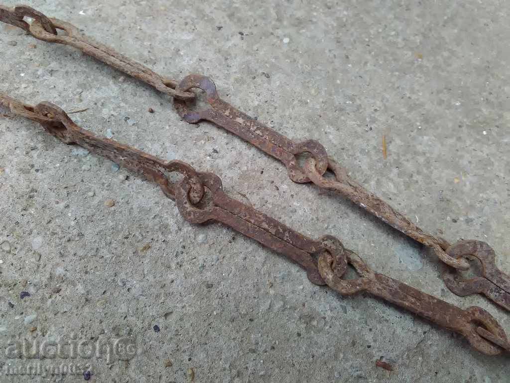 Παλιά αλυσίδα από σφυρήλατο σίδερο με γάντζο, αλυσίδα με γάντζο εστίας - 6