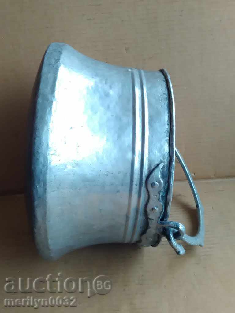 Auction Tinned cauldron, copper copper pot, donation inscription 1931 Auction Tinned cauldron, copper copper pot, donation inscription 1931