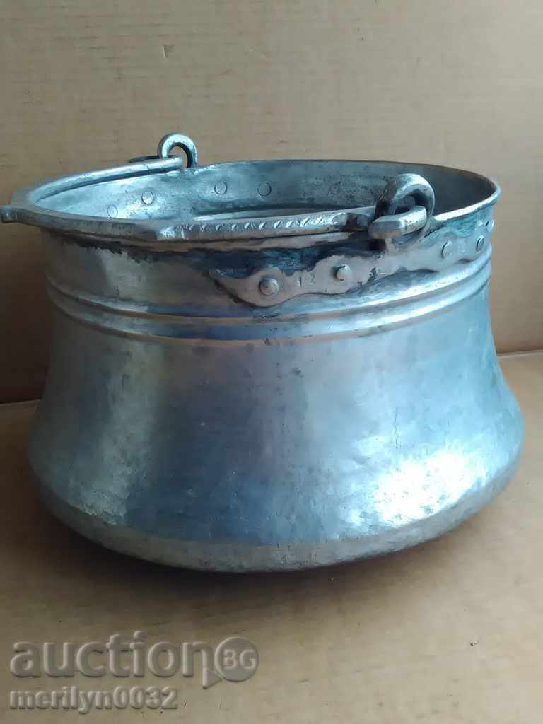 Tinned cauldron, copper copper pot, donation inscription 1931 - 7 Tinned cauldron, copper copper pot, donation inscription 1931 - 7