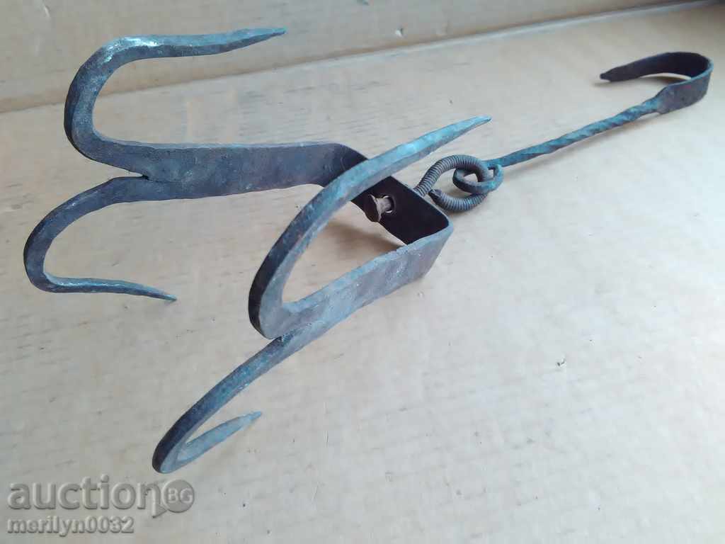 Αρχαία πλαστά άγκιστρο για εκδορά, τετραπλό άγκιστρο - 6
