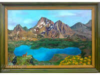 Pirin Mountain - Teev Lake with Kamenititsa peak, painting